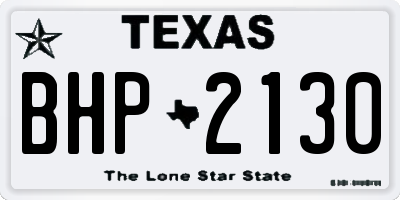 TX license plate BHP2130