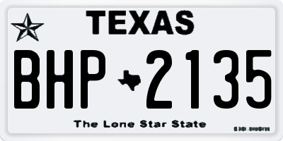 TX license plate BHP2135