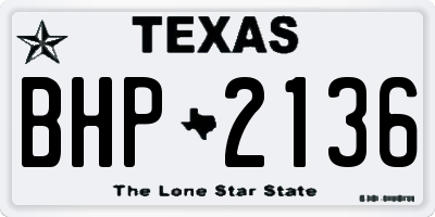 TX license plate BHP2136