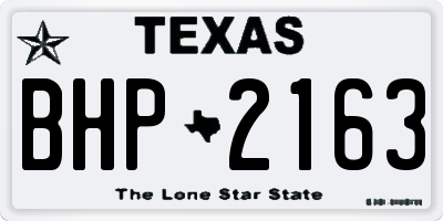 TX license plate BHP2163
