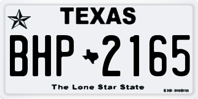 TX license plate BHP2165