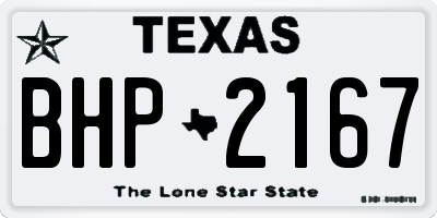 TX license plate BHP2167