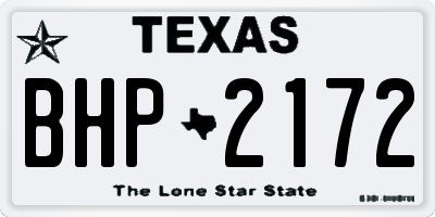 TX license plate BHP2172