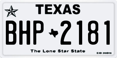 TX license plate BHP2181