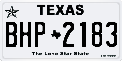 TX license plate BHP2183