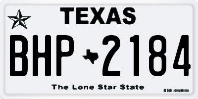 TX license plate BHP2184