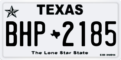 TX license plate BHP2185