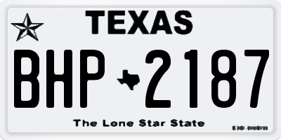 TX license plate BHP2187