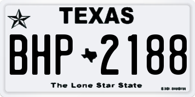 TX license plate BHP2188