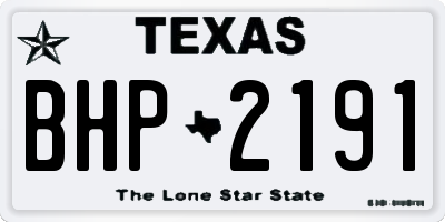 TX license plate BHP2191