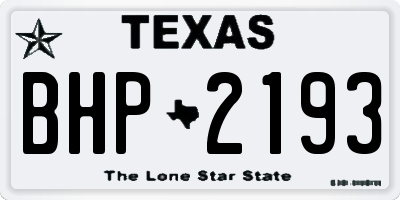 TX license plate BHP2193