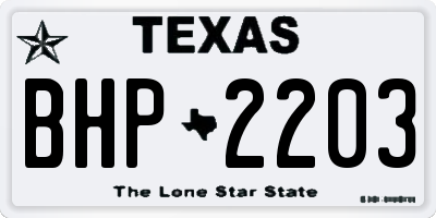 TX license plate BHP2203