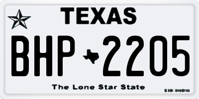 TX license plate BHP2205