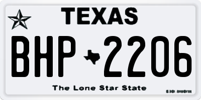 TX license plate BHP2206