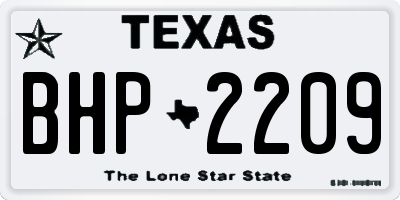 TX license plate BHP2209