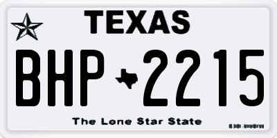 TX license plate BHP2215
