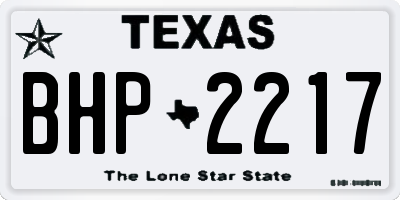TX license plate BHP2217