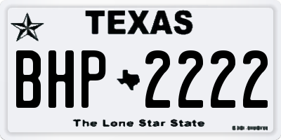 TX license plate BHP2222