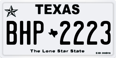 TX license plate BHP2223