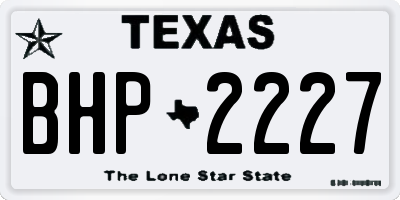 TX license plate BHP2227