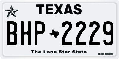 TX license plate BHP2229