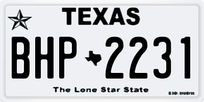 TX license plate BHP2231