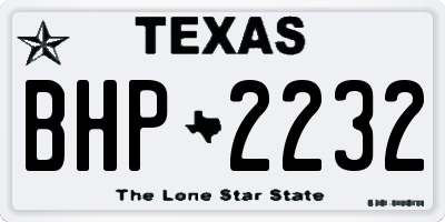 TX license plate BHP2232