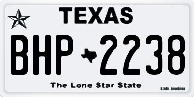 TX license plate BHP2238