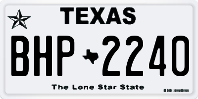 TX license plate BHP2240