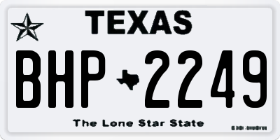 TX license plate BHP2249