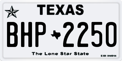TX license plate BHP2250