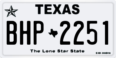 TX license plate BHP2251