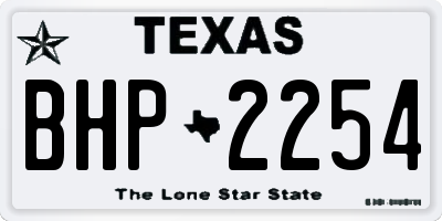 TX license plate BHP2254