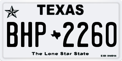 TX license plate BHP2260