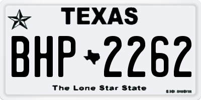 TX license plate BHP2262