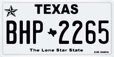 TX license plate BHP2265