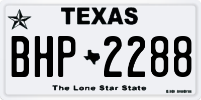 TX license plate BHP2288