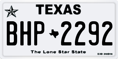 TX license plate BHP2292