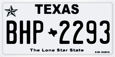 TX license plate BHP2293