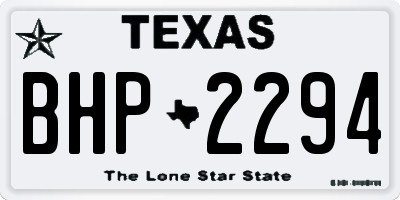 TX license plate BHP2294
