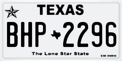 TX license plate BHP2296