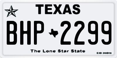 TX license plate BHP2299