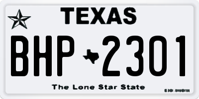 TX license plate BHP2301