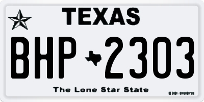 TX license plate BHP2303