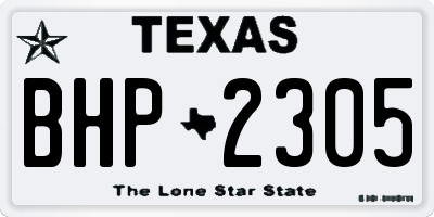 TX license plate BHP2305