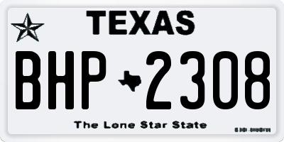 TX license plate BHP2308