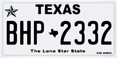 TX license plate BHP2332