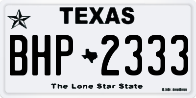 TX license plate BHP2333