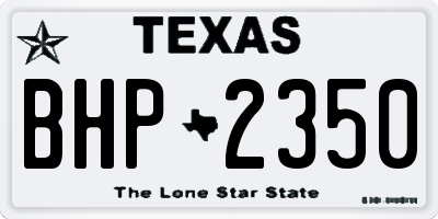 TX license plate BHP2350