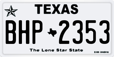 TX license plate BHP2353